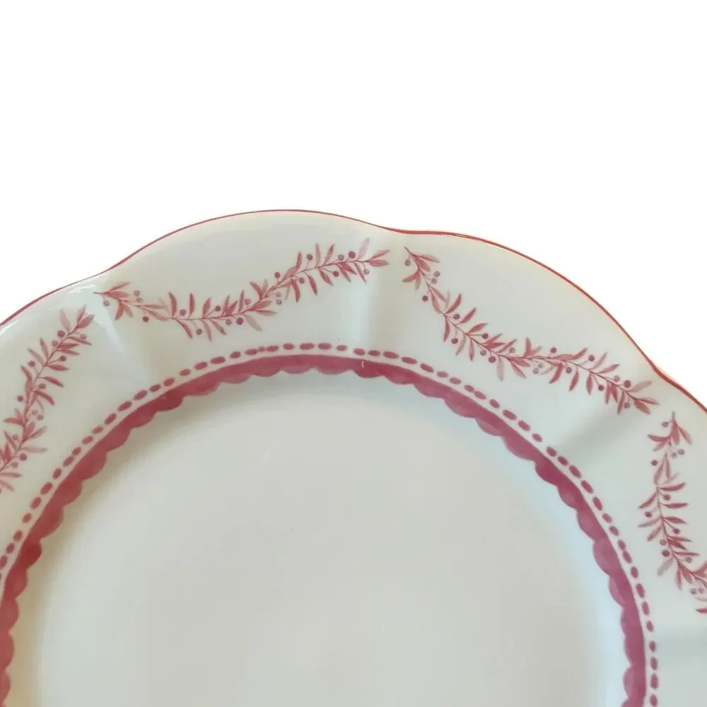 Monterey Bay Porcelain Christmas Dinner Plates 10.5in Pink & White Set of 3 NEW